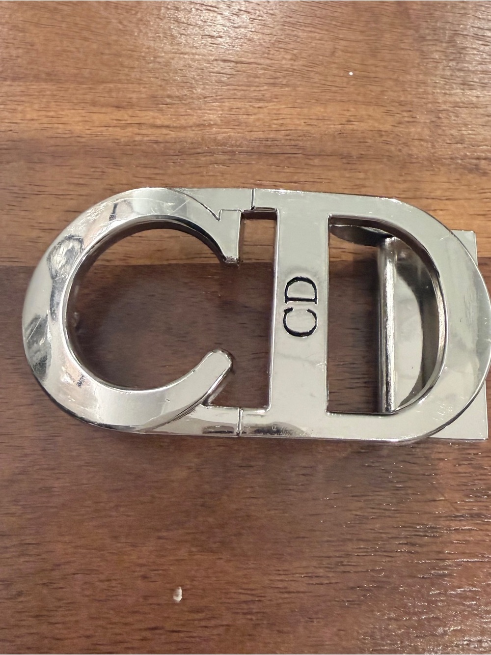 Dior Silver CD Interlocking Logo Belt Buckle